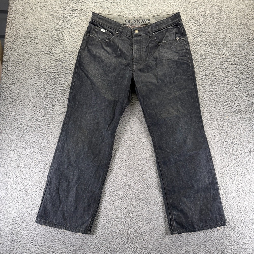 Vintage Old Navy Jeans Women 34x30 Black Cotton Denim Straight Low-Rise Baggy